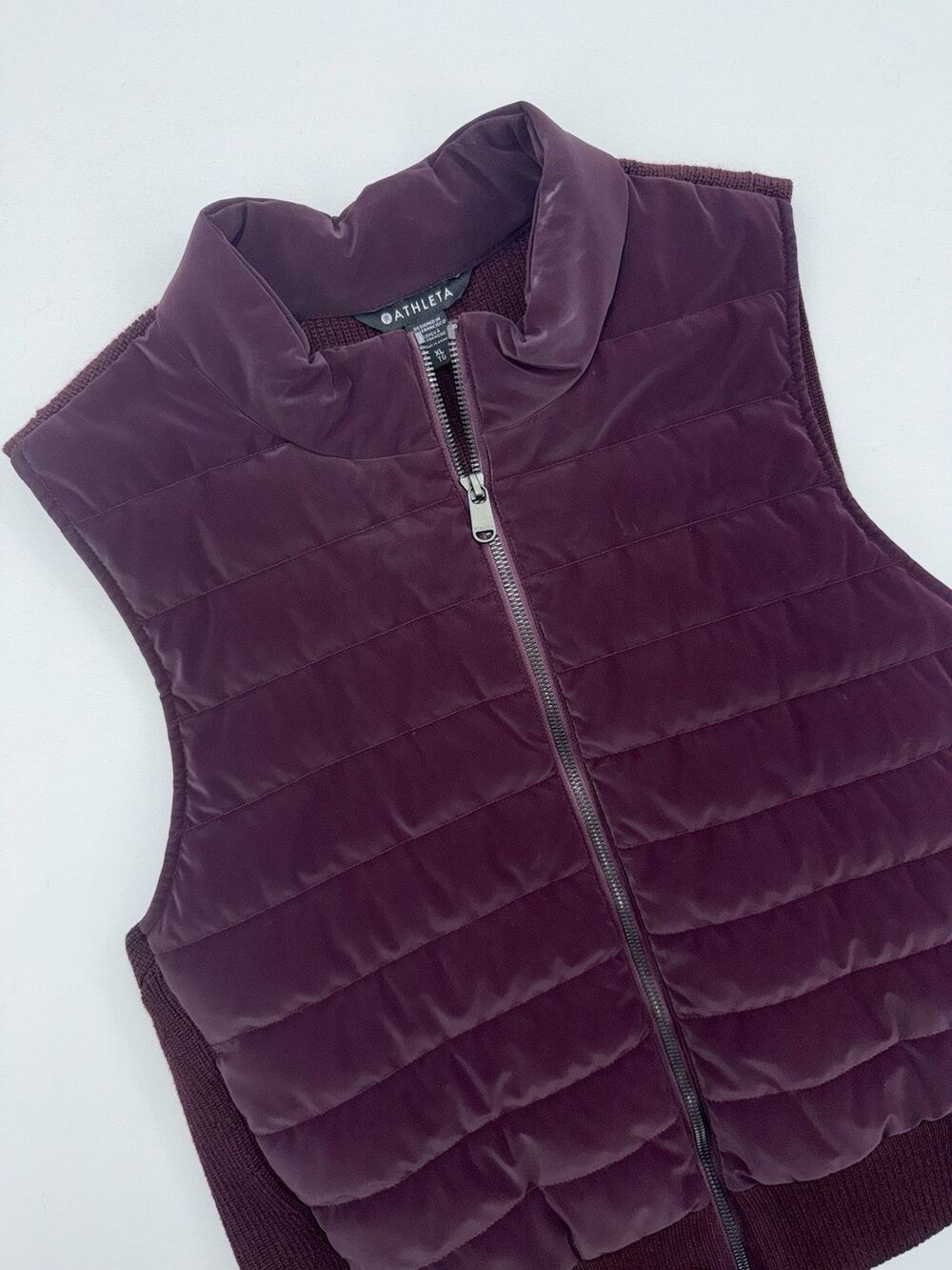 Athleta Hanover Hybrid Vest Puffer Merino Wool Blend Spiced Cabernet XL Gorpcore